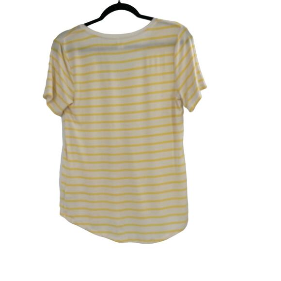 Old Navy Luxe V Neck Jersey Stretch Tee Striped Yellow White Small - Picture 2 of 9